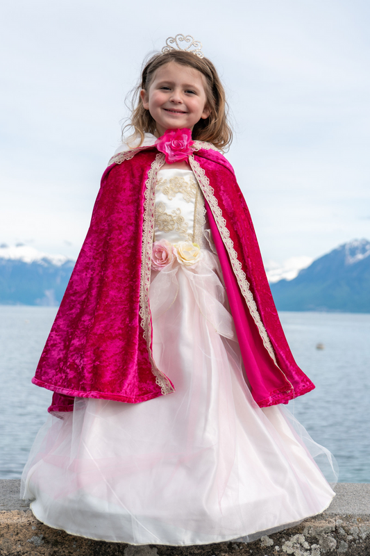 Deluxe Fushia Rose Princess Cape Age 7-8