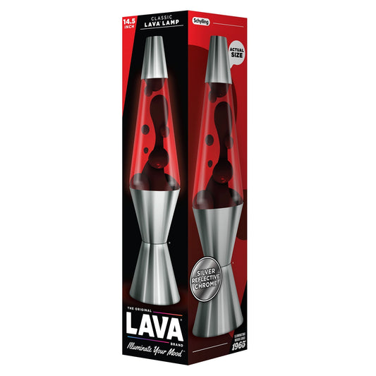 Lava Lamp Flowing Black Lava in Red Liquid 14.5"