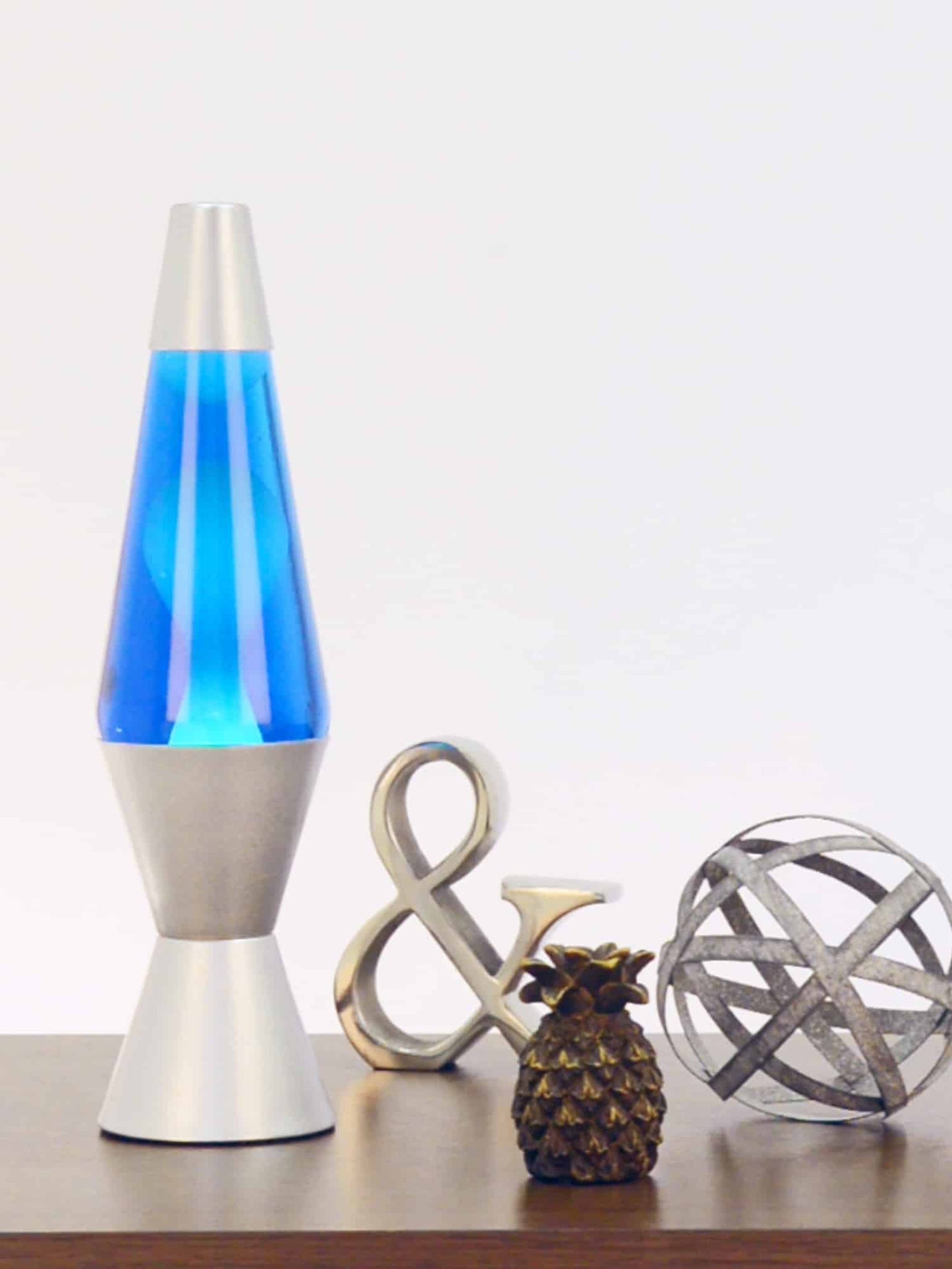 14.5" Lava Lamp White/Blue/Silver