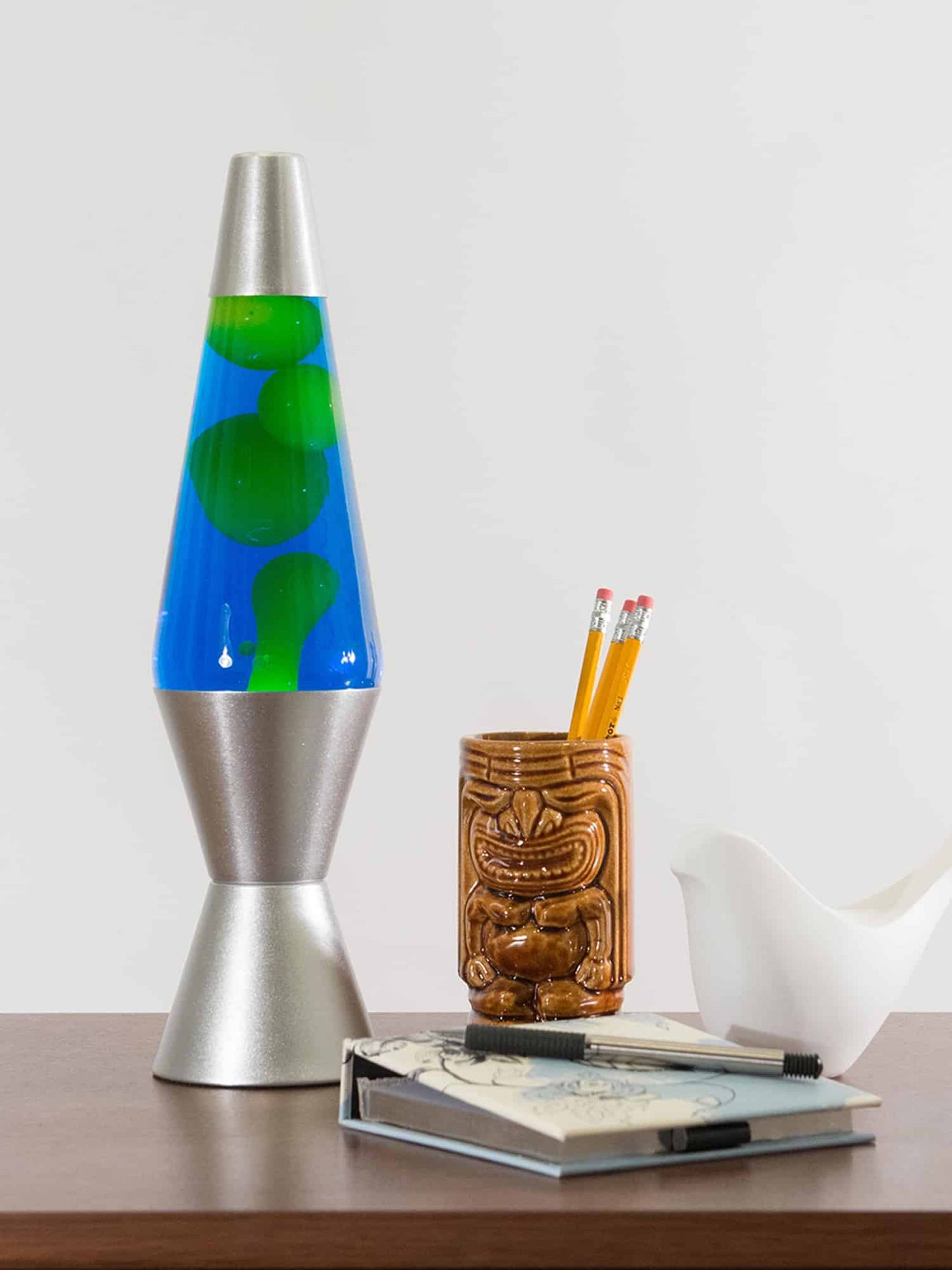 14.5" Lava Lamp Green/Blue/Silver