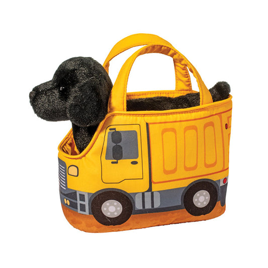 Construction Truck Sak with Black Lab