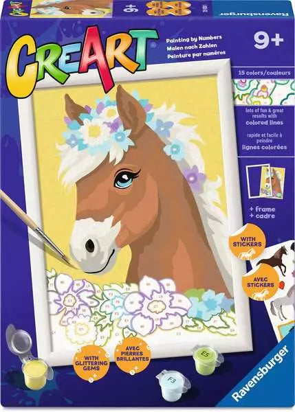CreArt Horse with Flowers paint by number
