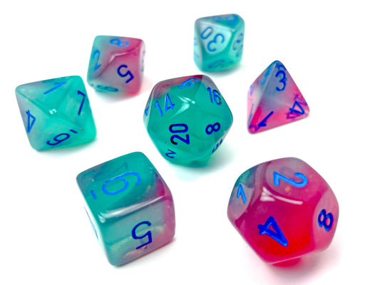 Gemini 7pc Gel Green-Pink/Blue Dice