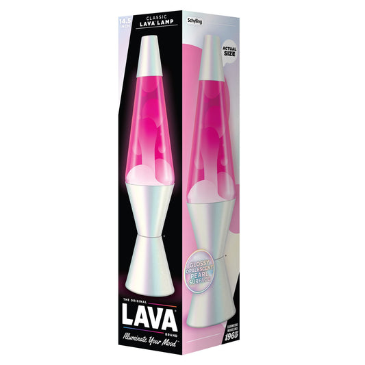 Lava Lamp Flowing White Lava in Hot Pink Liquid 14.5"