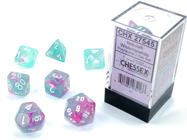 Nebula 7pc Wisteria/White Dice