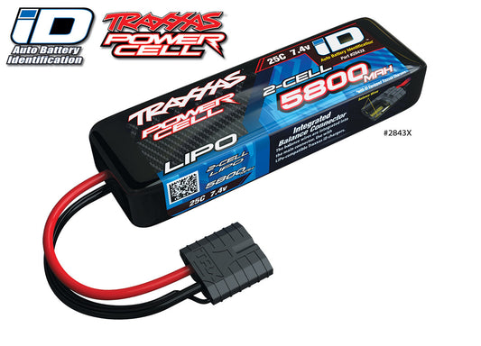 Traxxas 5800am/Ah 2S 7.4V 25C LiPo iD Connector Soft Case 137X25X43mm