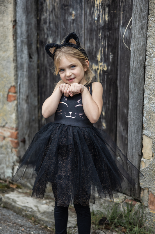 Black Cat Dress & Headpiece Size 5-6