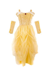 Velvety Soft Yellow Princess Gown with Arm Warmers Size 7-8