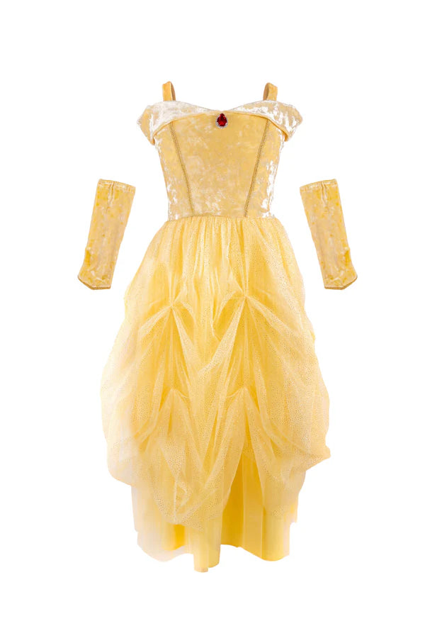 Velvety Soft Yellow Princess Gown with Arm Warmers Size 5-6