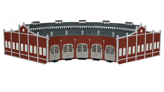 HO Five-Bay Roundhouse with Nickel 9" Straight Track