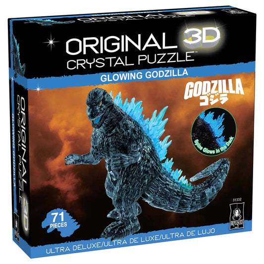 3D Crystal Puzzle Godzilla Glow Blue