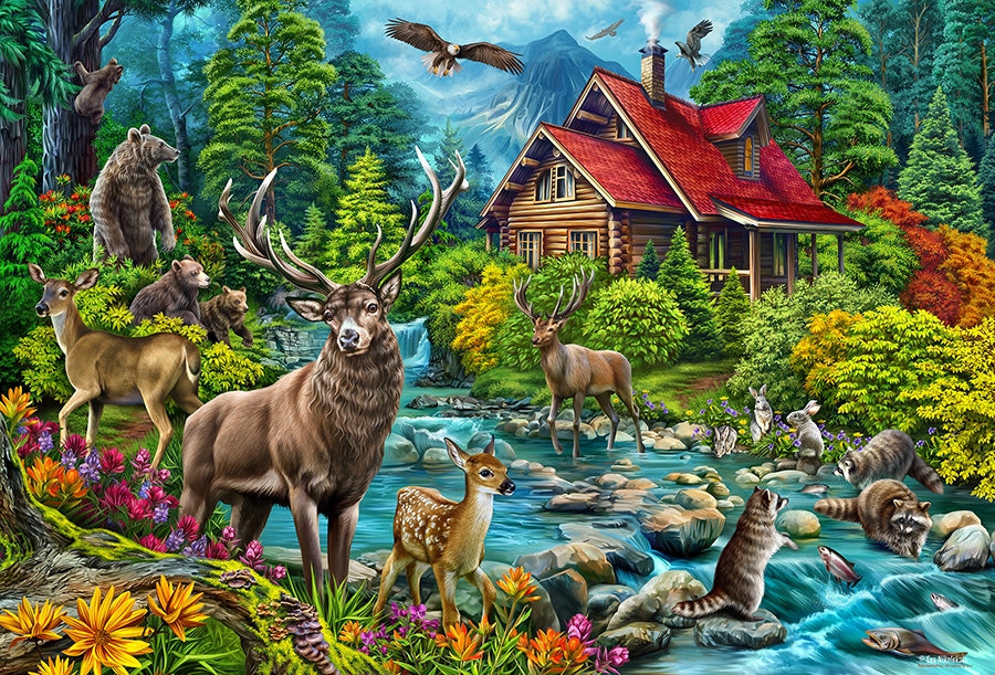 Red Roofed Cabin 2000pc