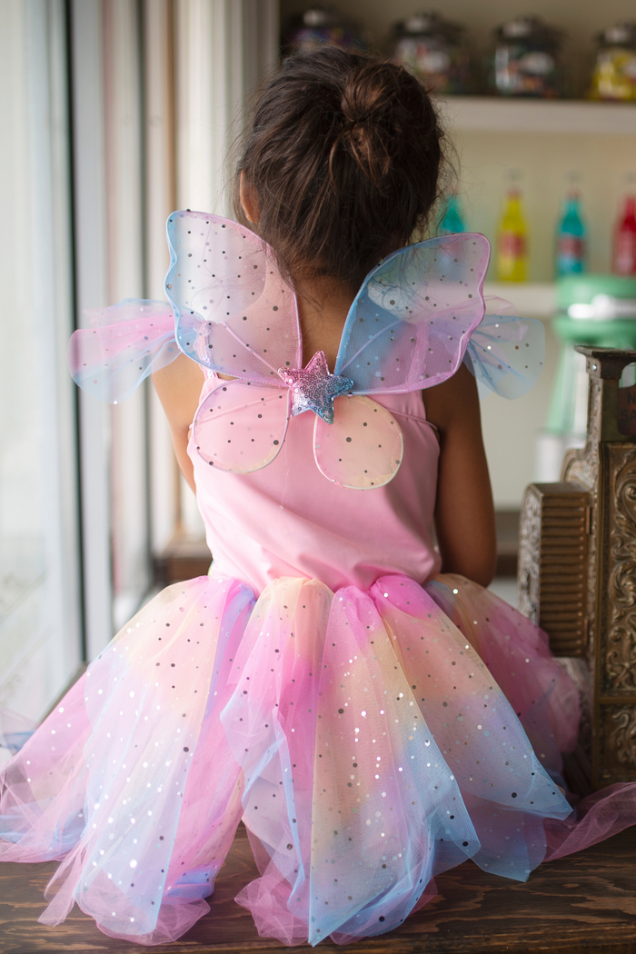 Rainbow Fairy Dress with Wings Ages 3-4