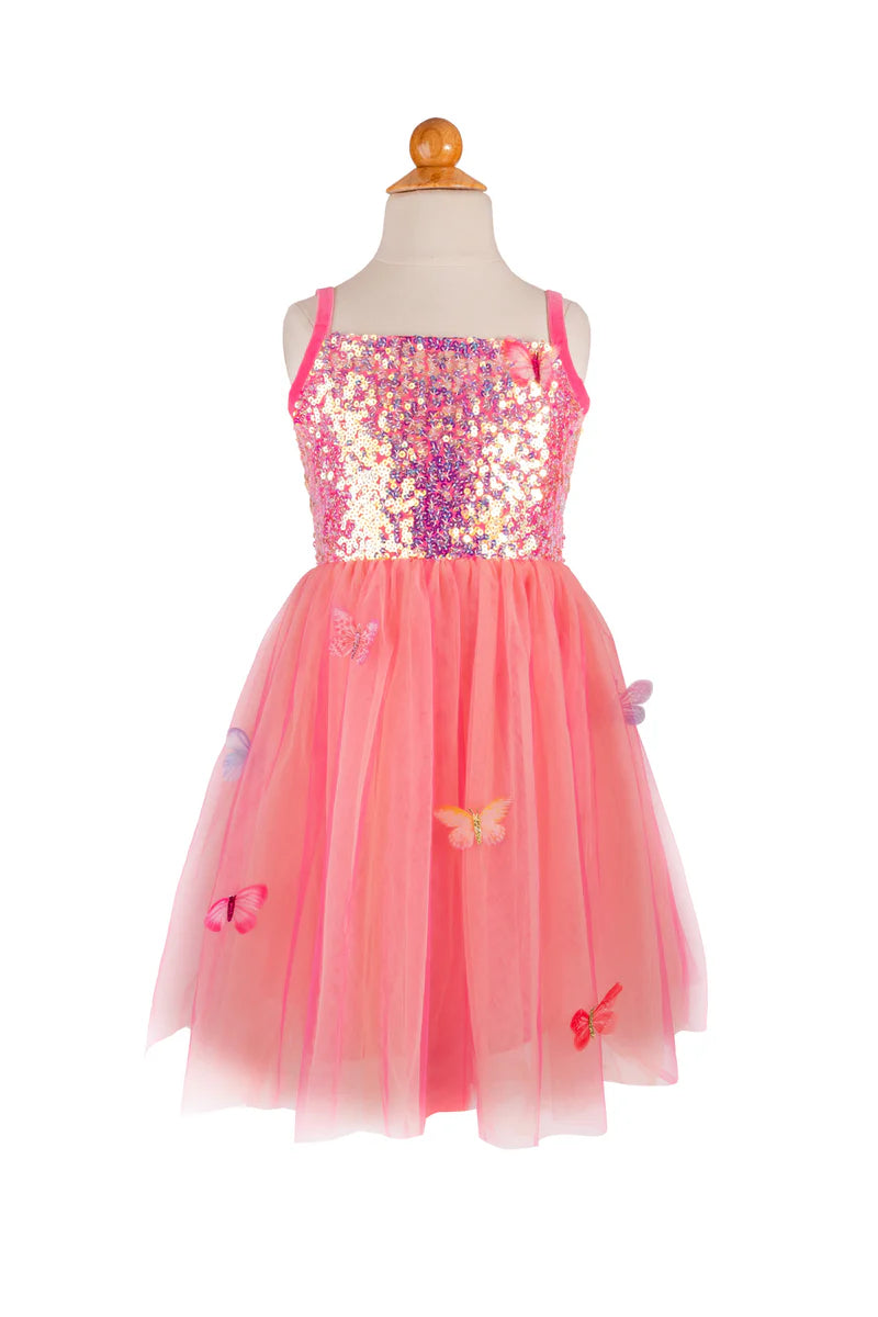 Butterfly Bliss Dress, Hot Pink Size 7-8