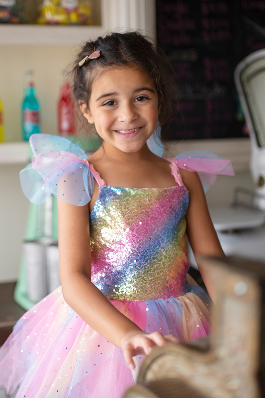 Rainbow Fairy Dress with Wings Ages 3-4