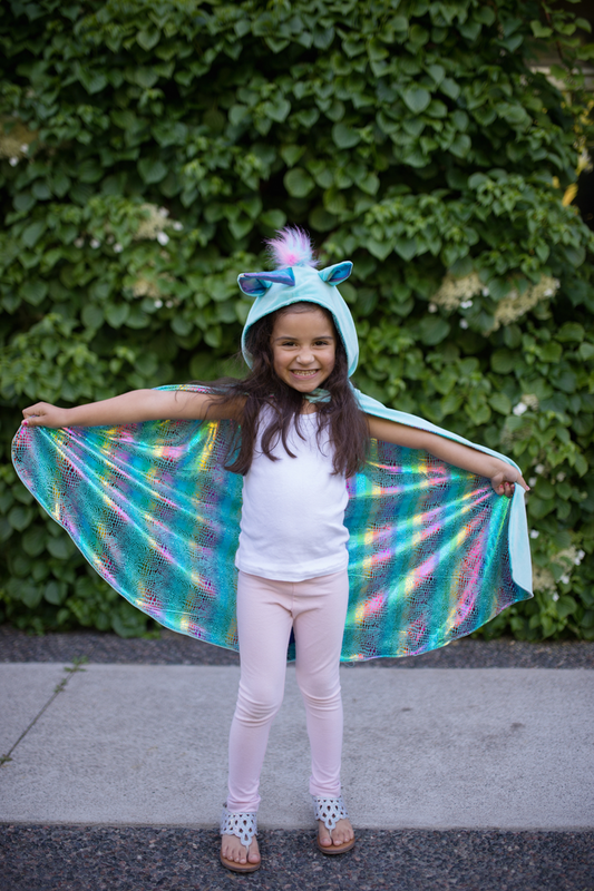 Rainbow Reversible Unicorn Dragon Cape 3-4