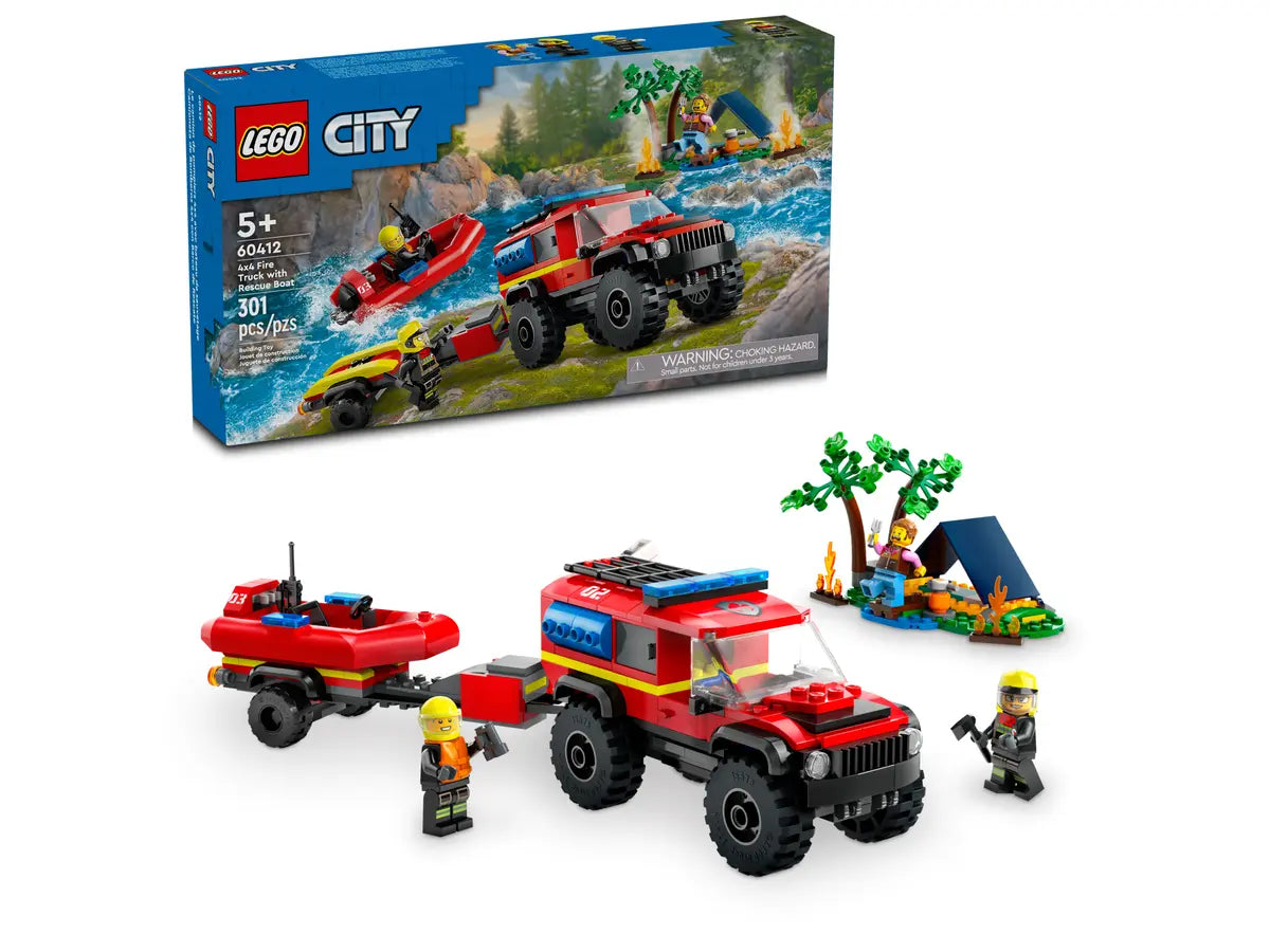 City 4X4 Fire Truck with Rescue Boat