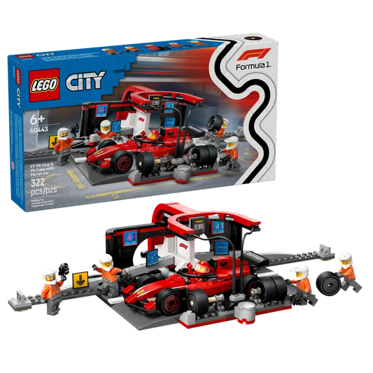 City F1 Pit Stop & Pit Crew with Ferrari Car