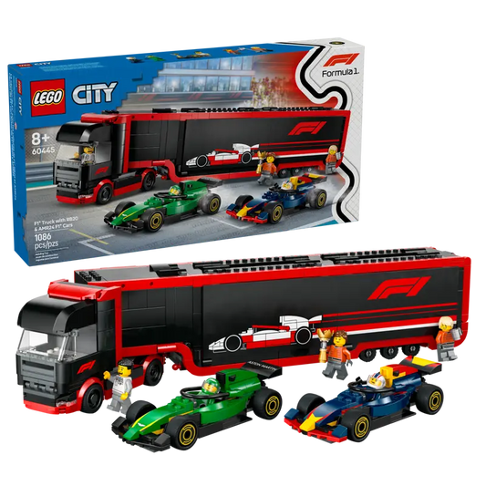 City F1 Truck with RB20 & AMR24 F1 Cars