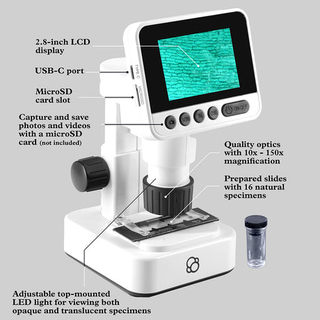Digital Microscope with HD Imaging and LCD Display
