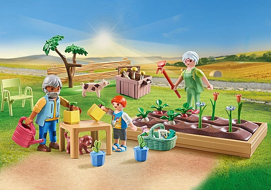 Country Vegetable Garden with Grandparents