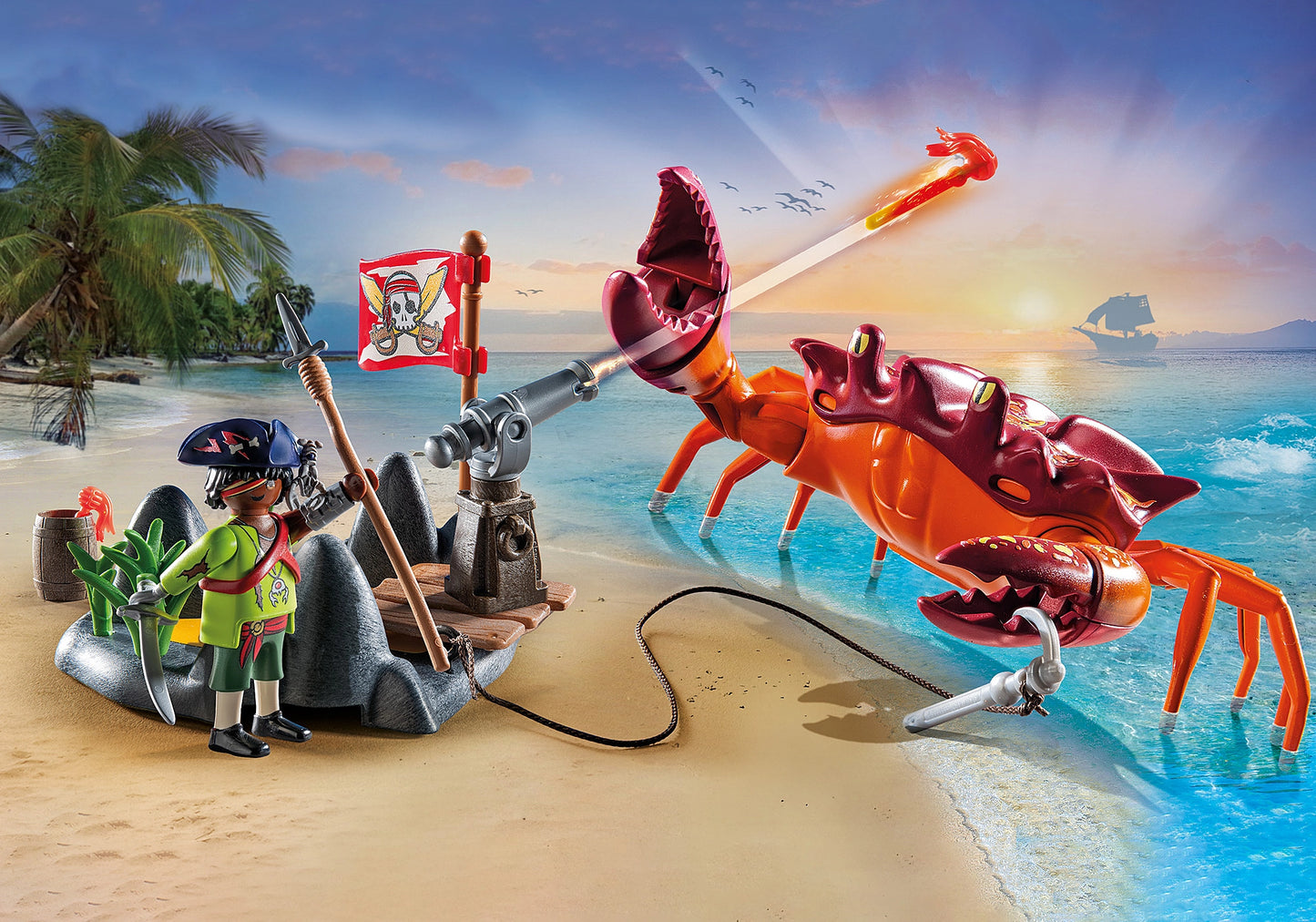 Pirates Battle with the Giant Crab
