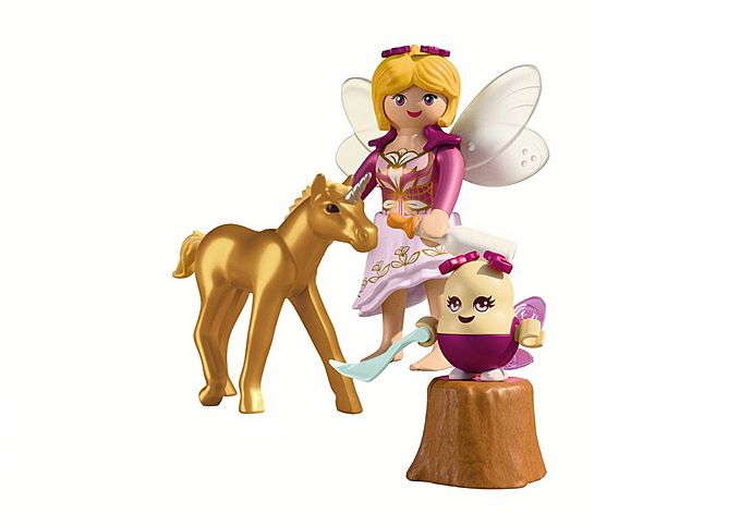 Golden Unicorn Foal with Fairy