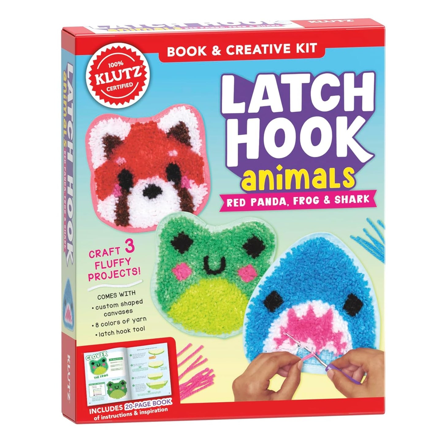 Klutz Latch Hook Animals: Red Pana, Frog & Shark
