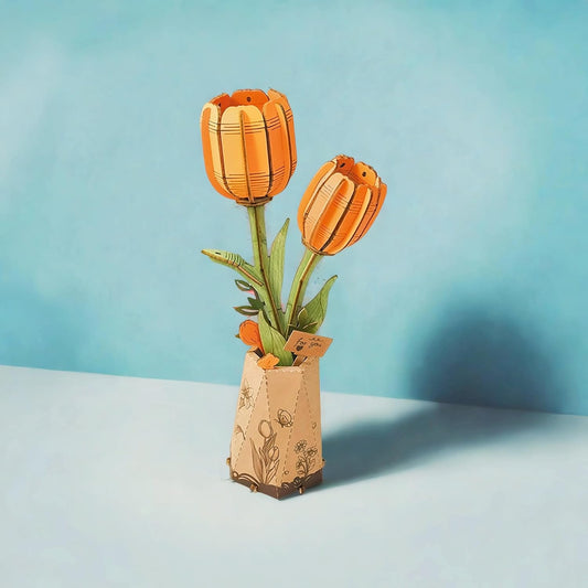 Wooden Bloom Craft Orange Tulip