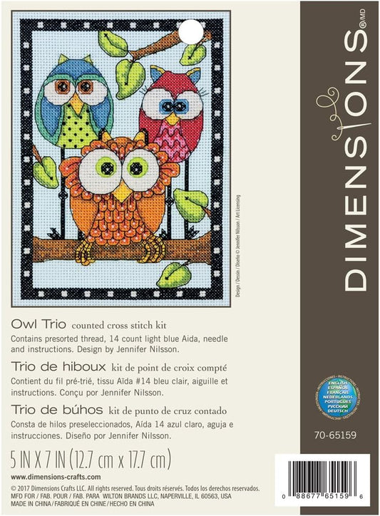 Owl Trio Counted Cross Stitch