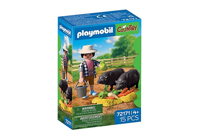 Country Farmer with Potbellied Pigs