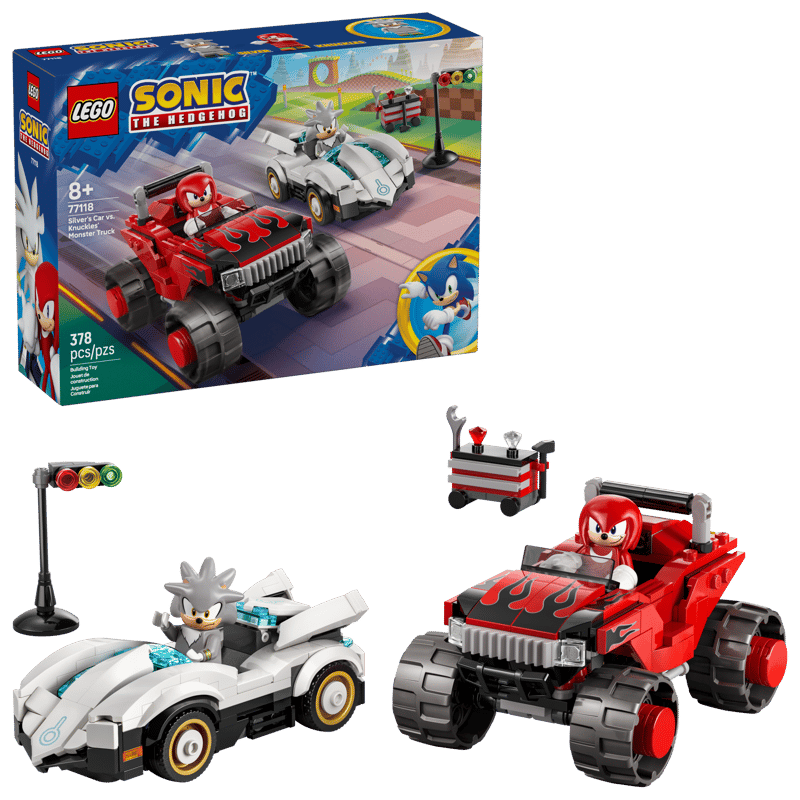 Sonic The Hedgehog Silver's Car vs. Knuckles' Monster Truck
