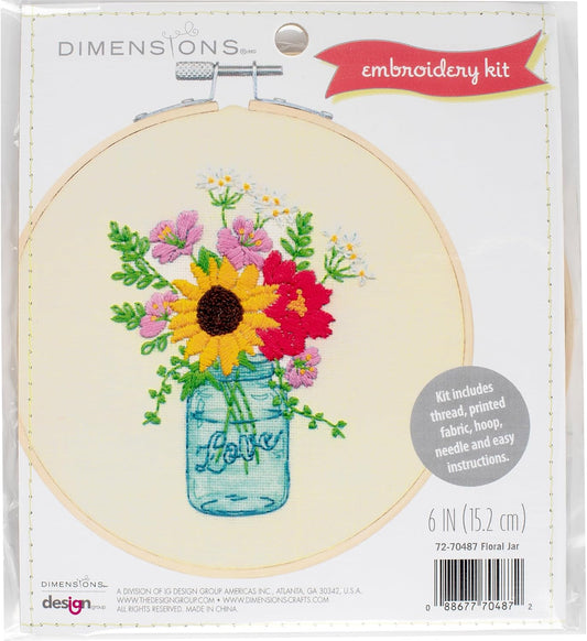 Flower Jar Embroidery Kit 6"