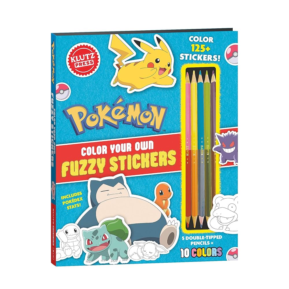Klutz Pokemon Colour you own Fuzzy Stickers