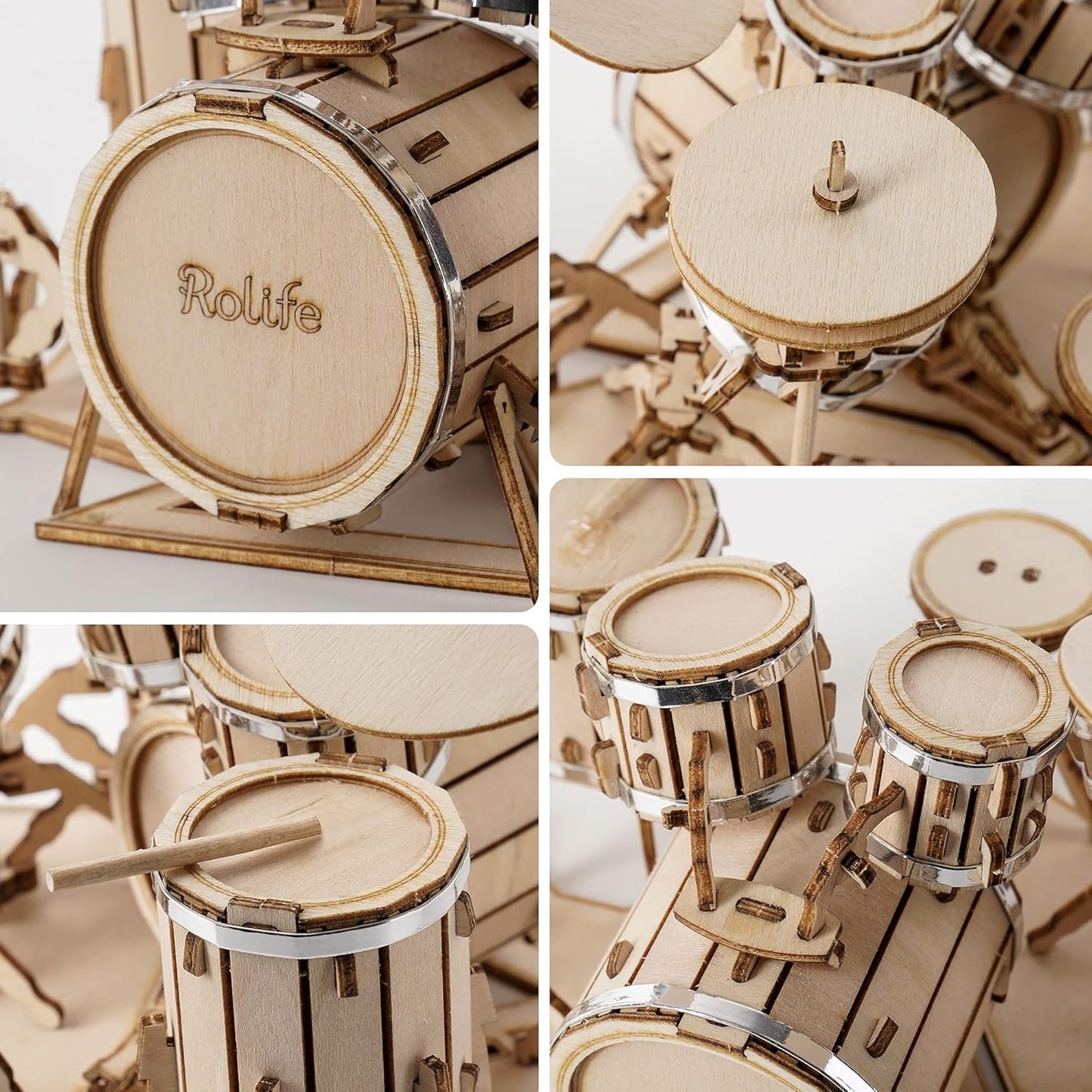 3D Wooden Puzzle Drum Kit