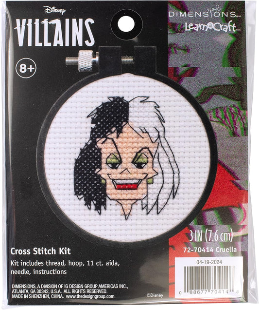 Cruella Cross Stitch Kit 3"