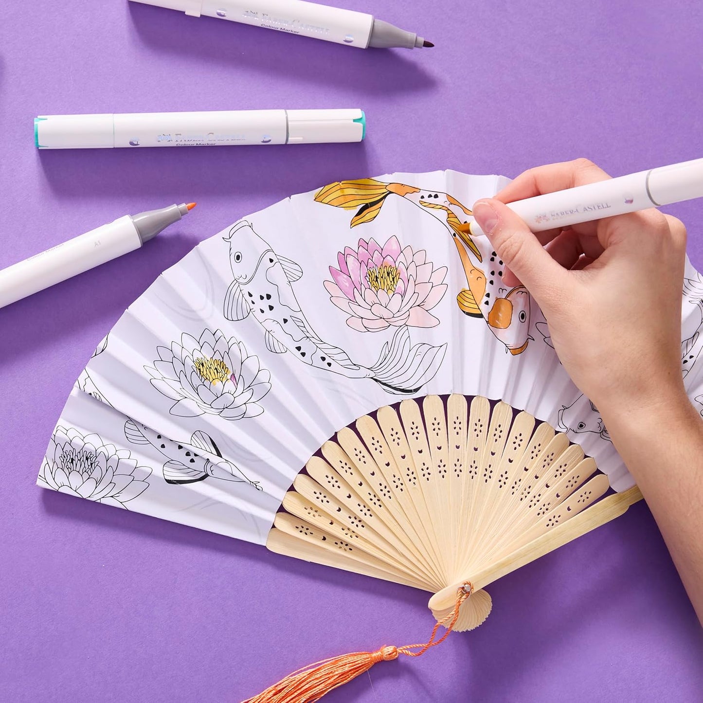 Paper Fan Coloring Cherry Blossom