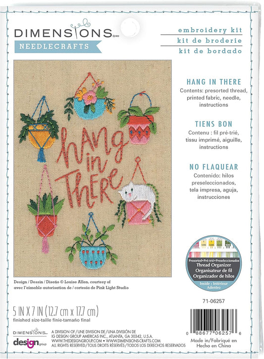 Hang in There Embroidery Kit 5X7"