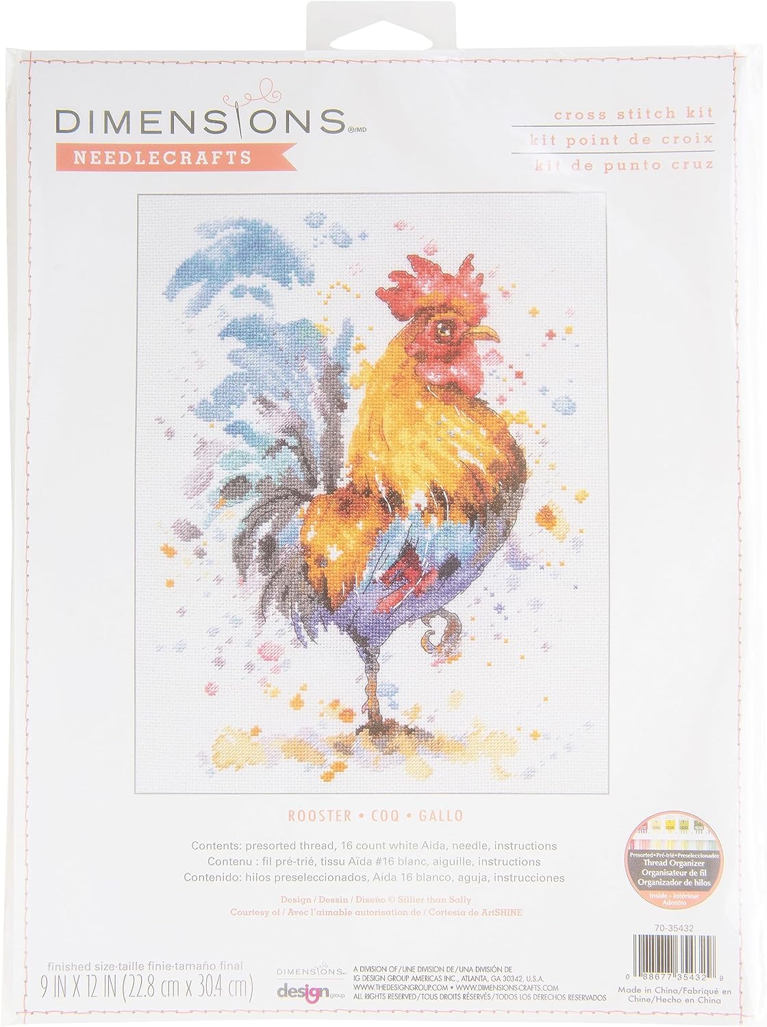 Rooster Cross Stitch Kit 9X12"