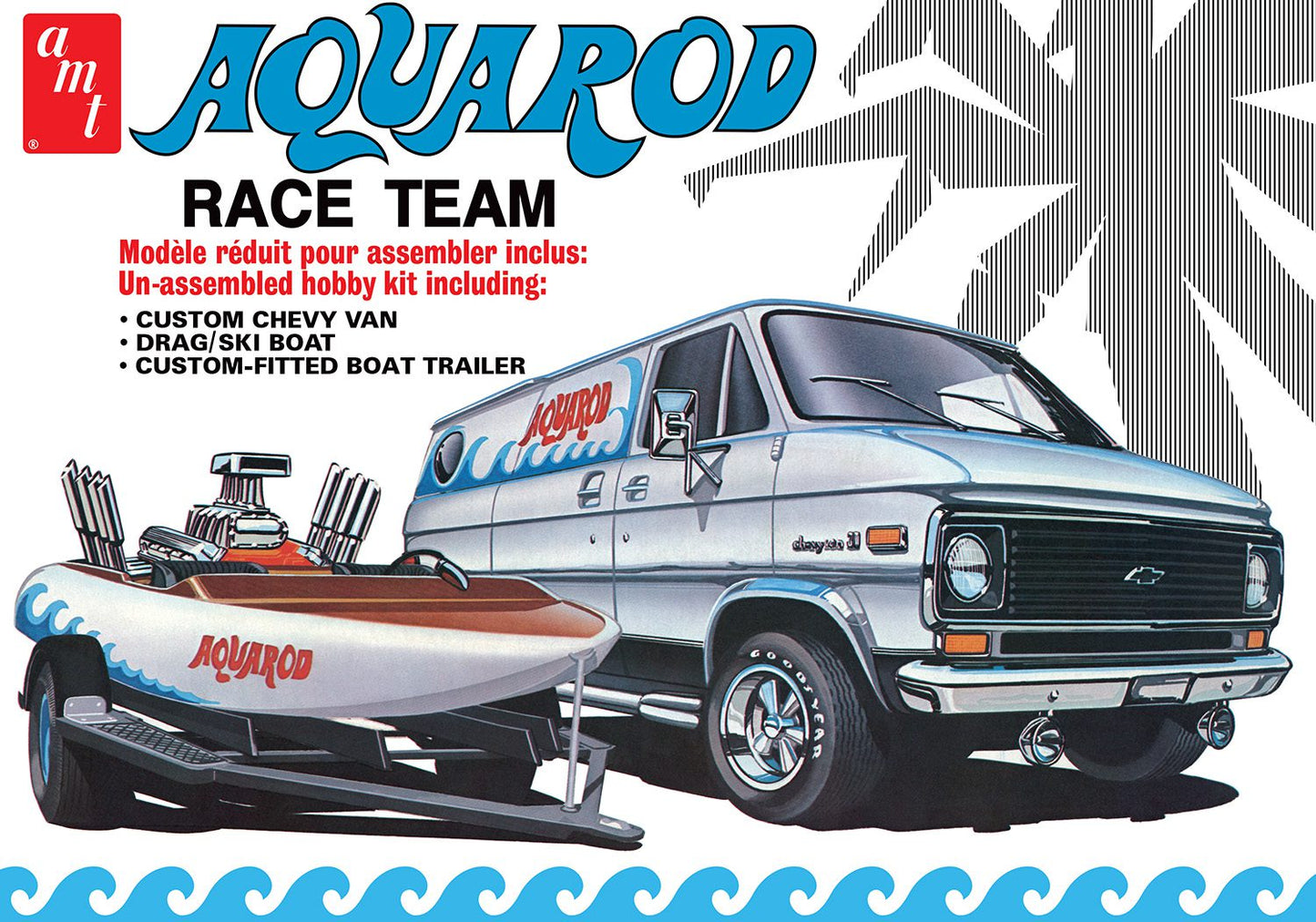 Aqua Rod Race Team-Chevy Van-Ski Boat-Fitted Boat Trailer 1975 1/25