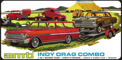 Indy Drag Combo Chevy II Wagon plus Funny Car & Trailer 1/25
