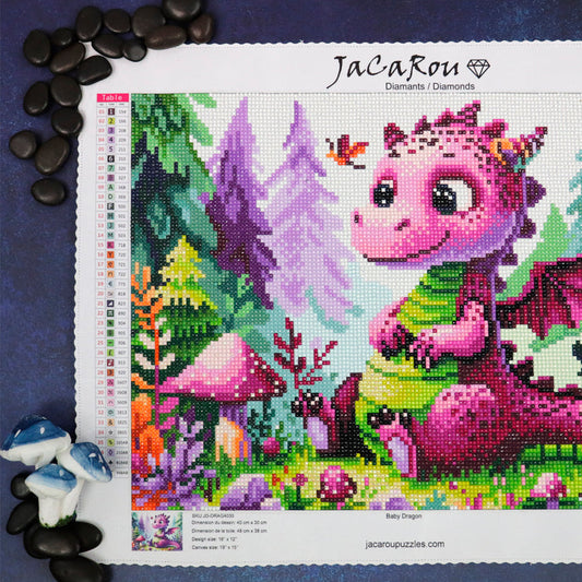 Diamond Baby Dragon 16X12"