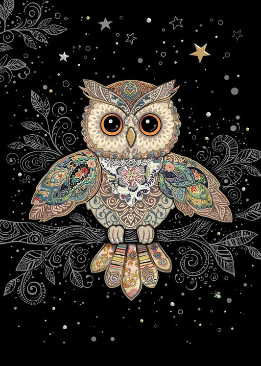 Bug Art Patterned Owl Card