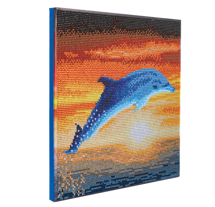 Crystal Art Mounted Kit Dolphin Sunrise 11.8X11.8"