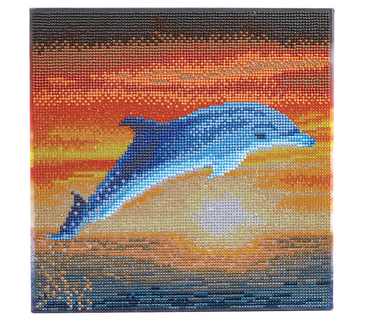 Crystal Art Mounted Kit Dolphin Sunrise 11.8X11.8"