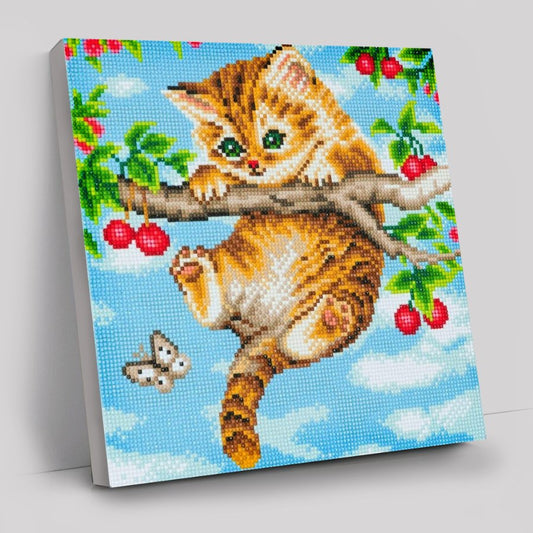 Crystal Art Mounted Kit Cherry Kitten 11.8X11.8"