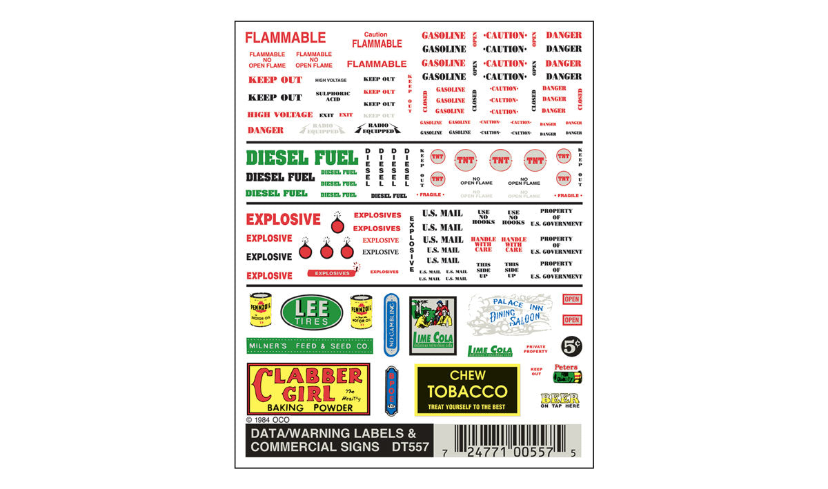 Dry Transfer Decals Data/Warning Labels & Communication Signs