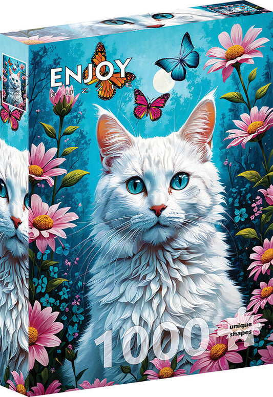 Enjoy - White Cat 1000pc jigsaw puzzle