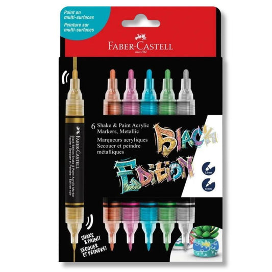 6 Shake & Paint Acrylic Markers, Metallic