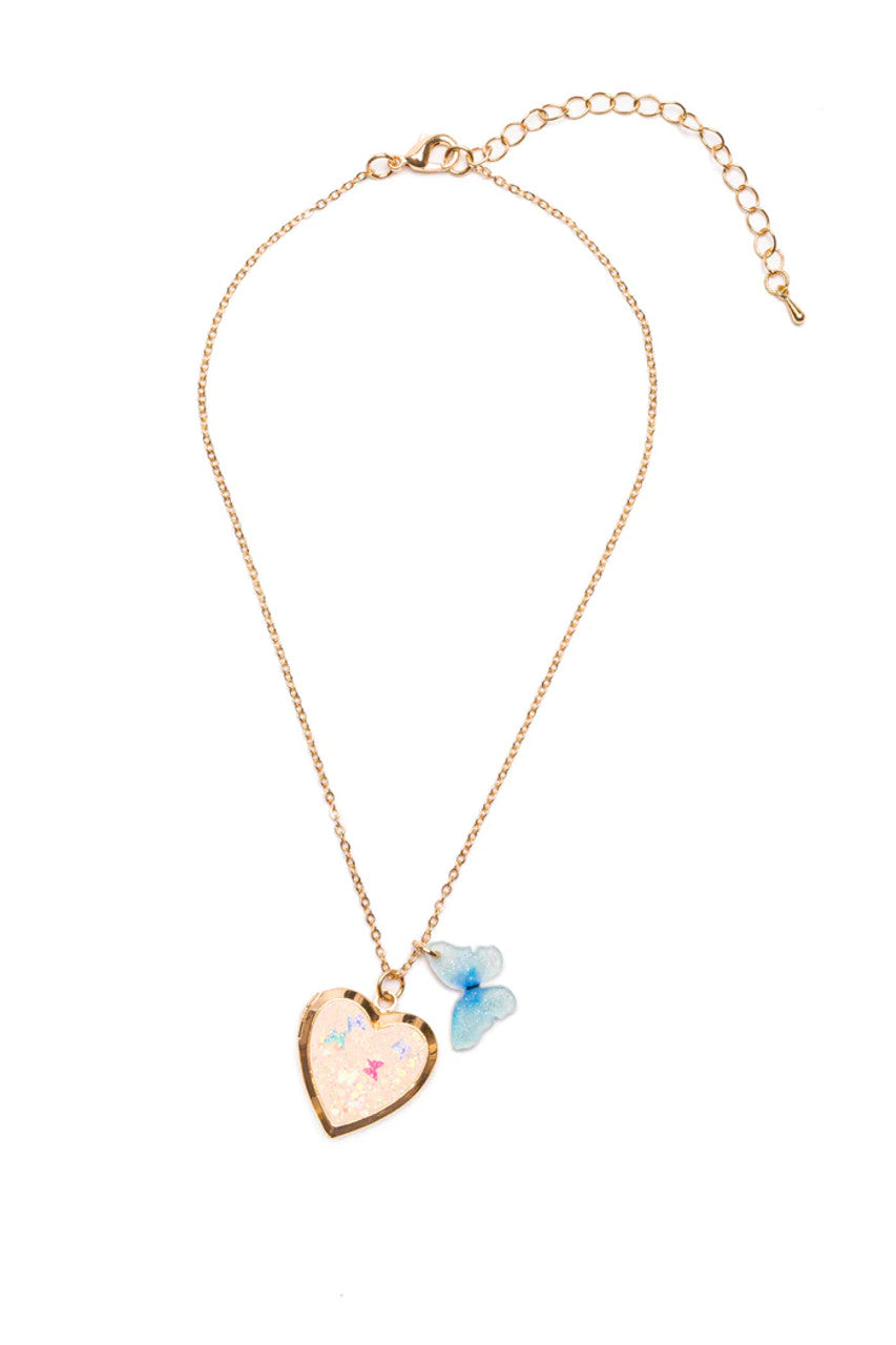 Butterfly Heart Locket Necklace